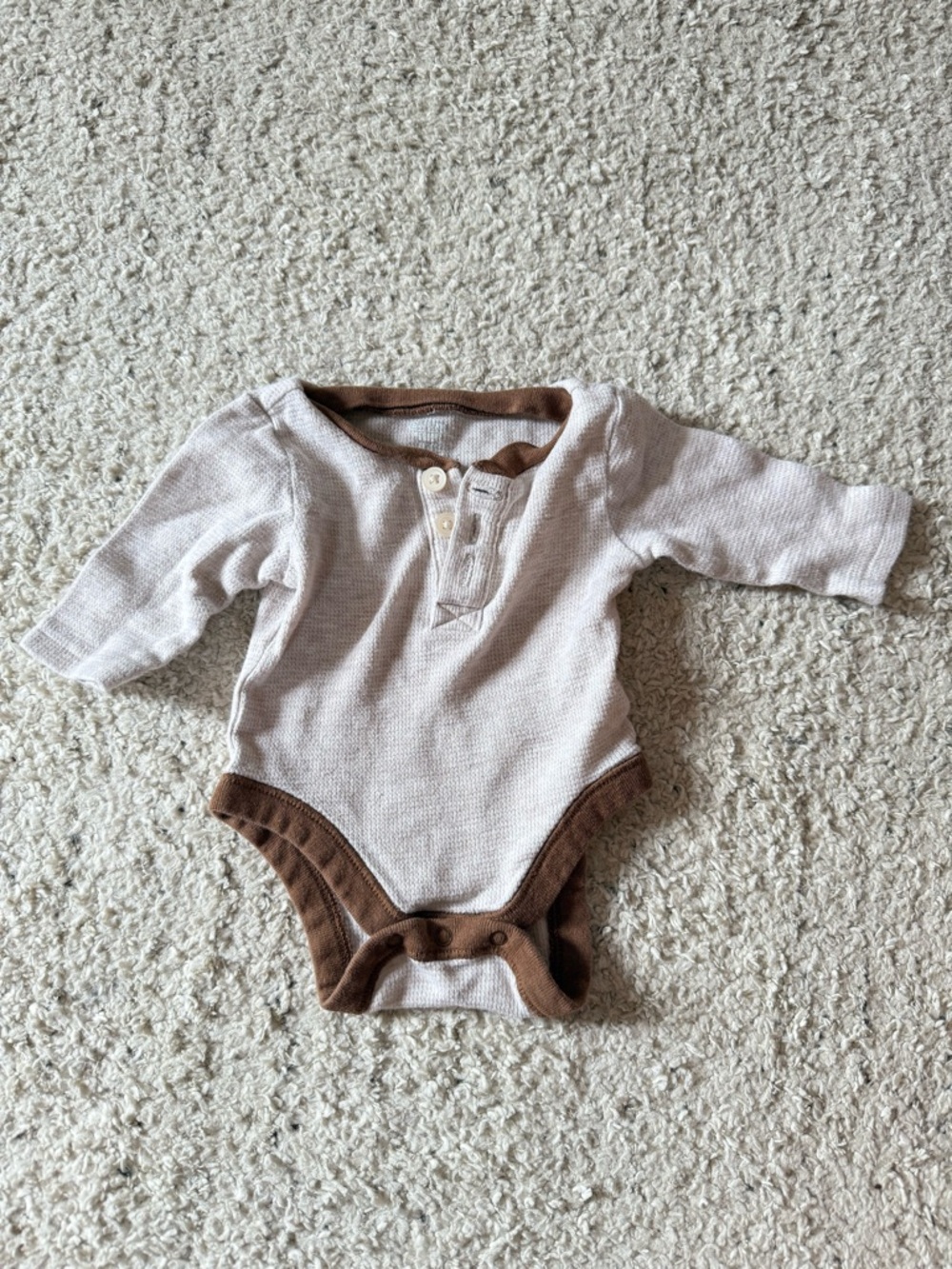 Old Navy Beige and Brown Long-Sleeve Baby Bodysuit